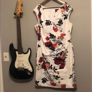 Side Wrap Pleated Floral Print Dress